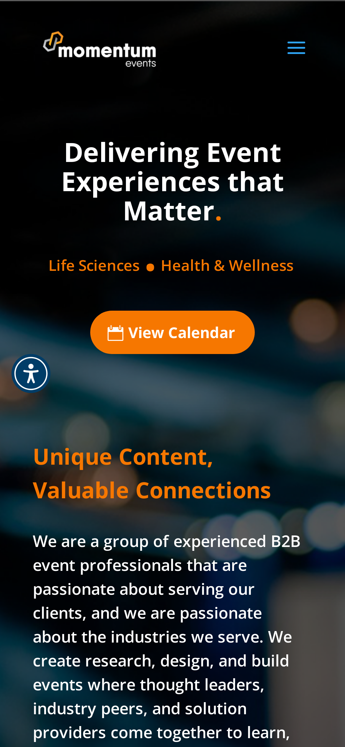 momentumevents.com Mobile Screenshot