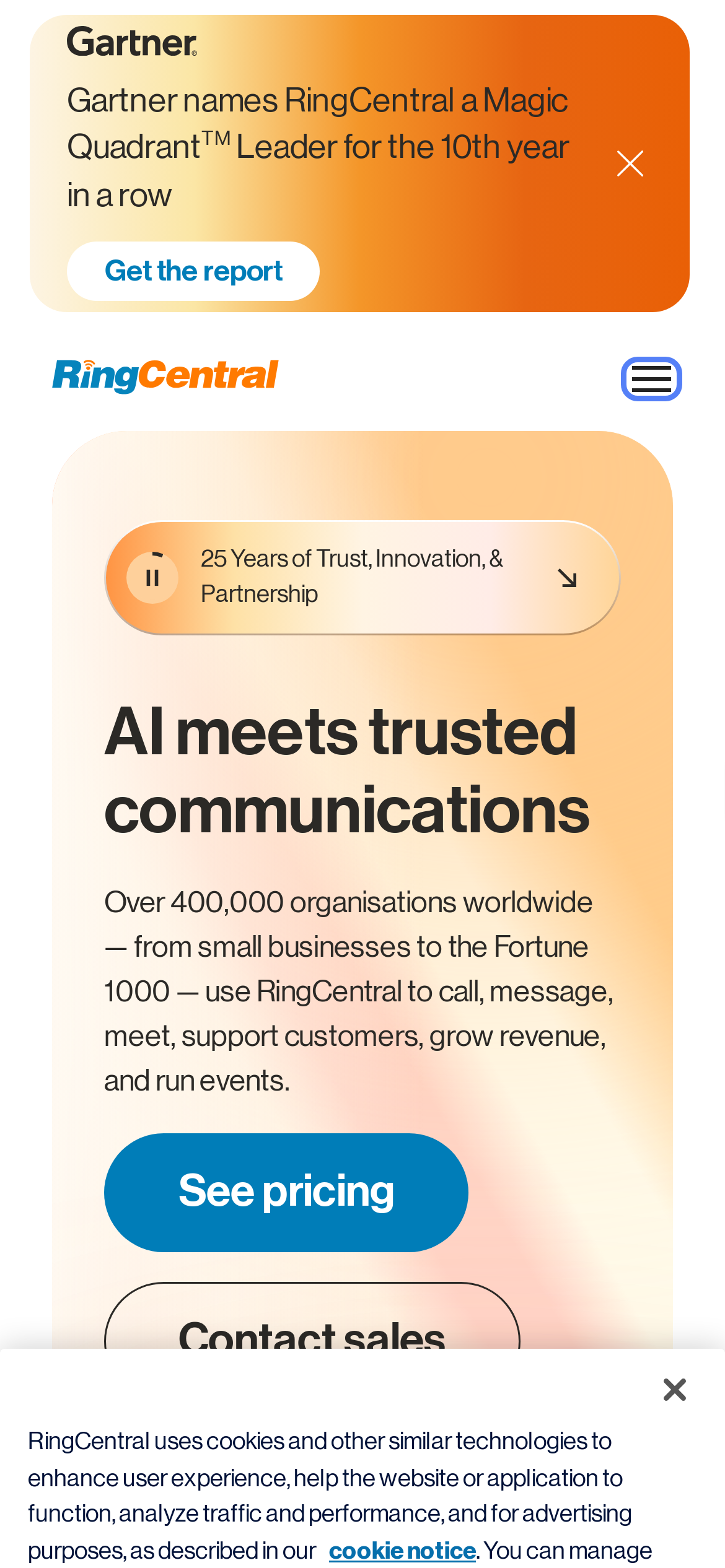 ringcentral.co.uk Mobile Screenshot
