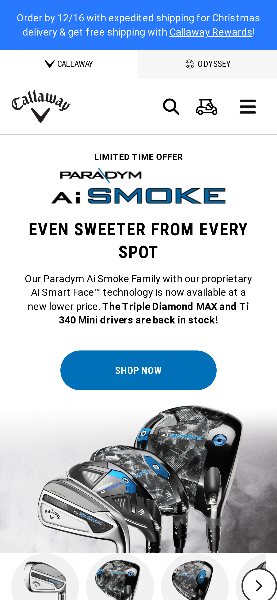 callawaygolf.com Mobile Screenshot