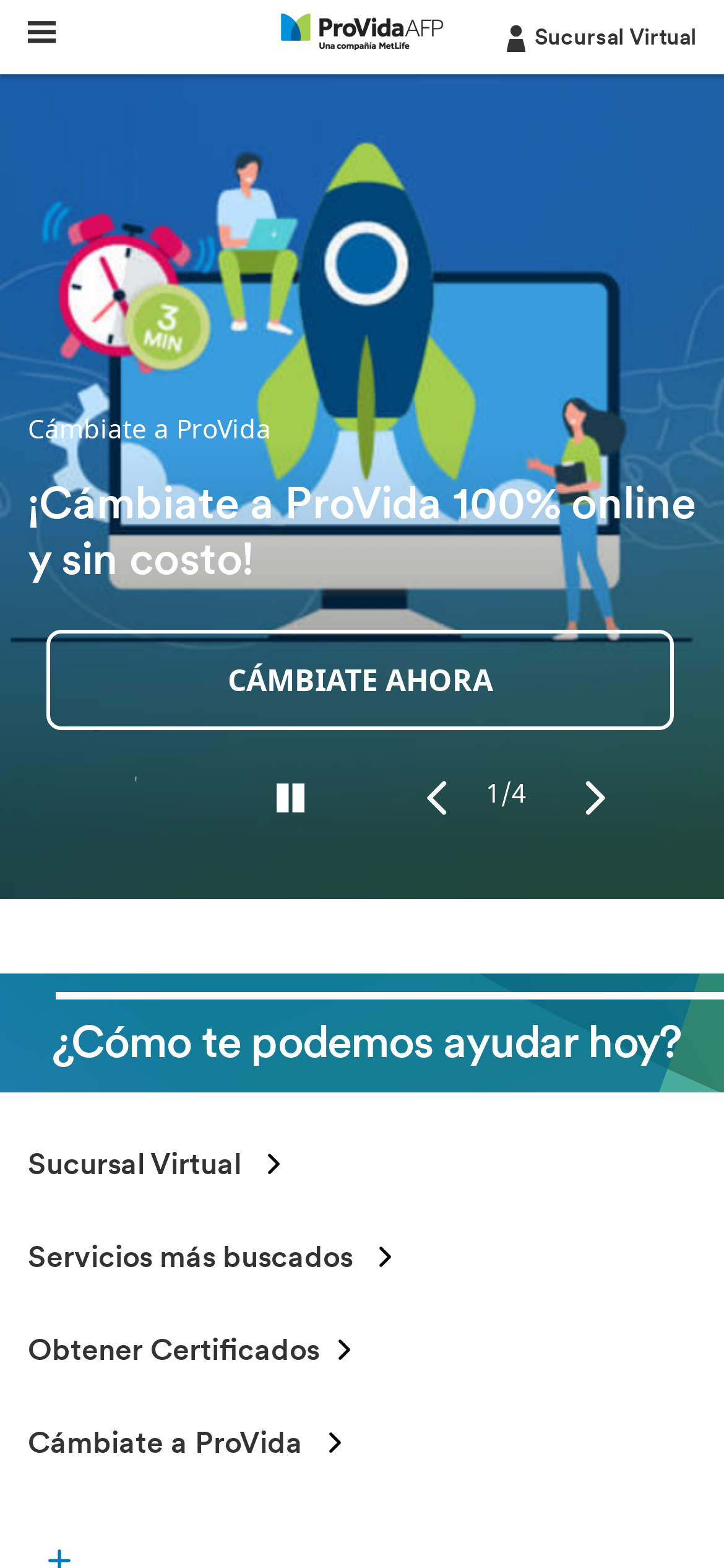 provida.cl Mobile Screenshot