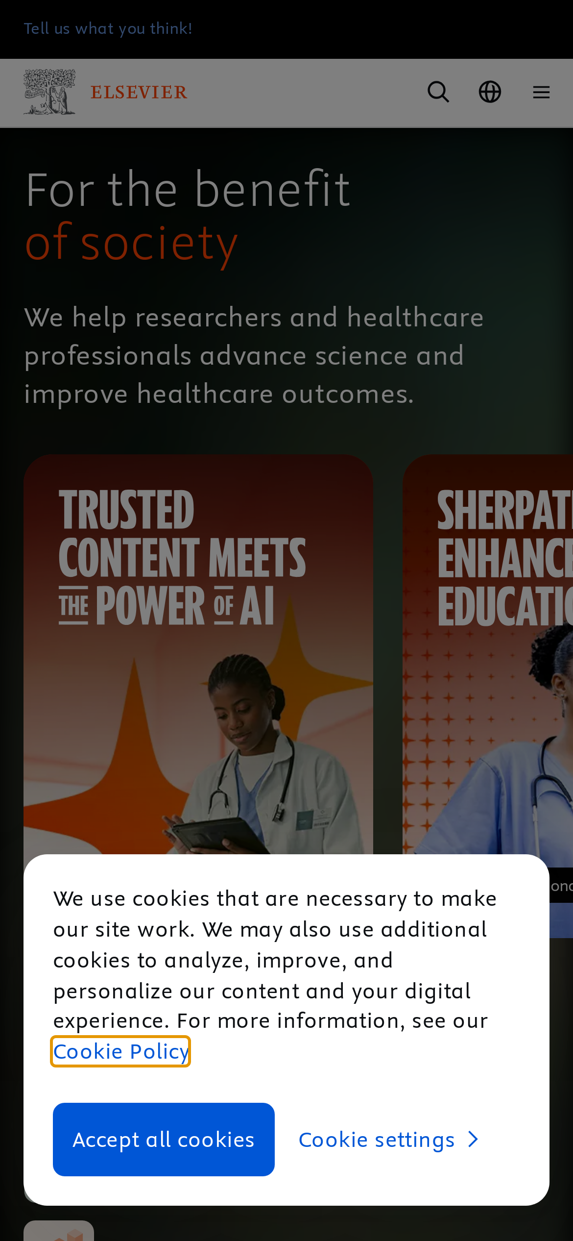 elsevier.com Mobile Screenshot