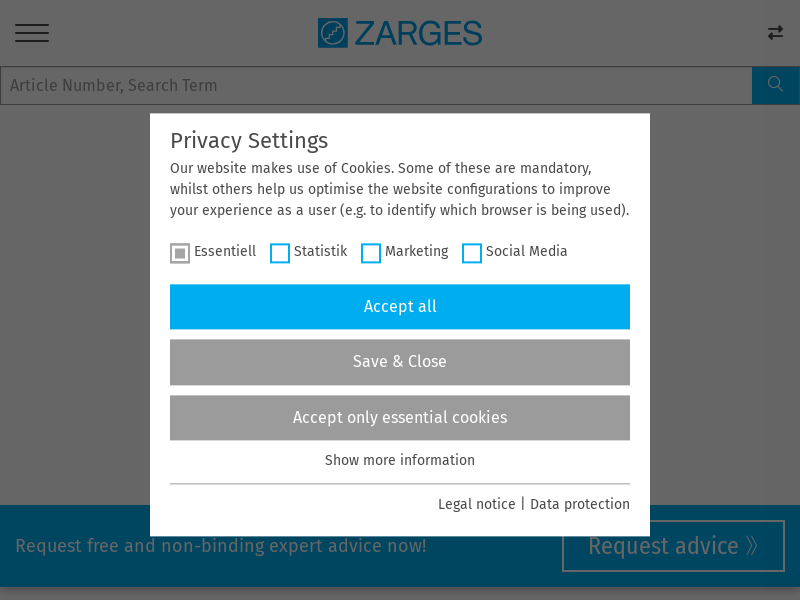 zarges.com Desktop Screenshot