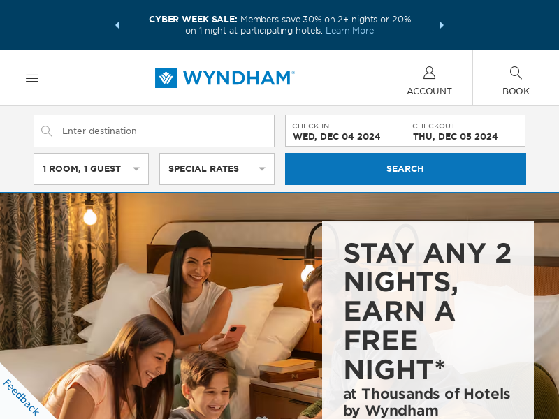 wyndham.com Desktop Screenshot