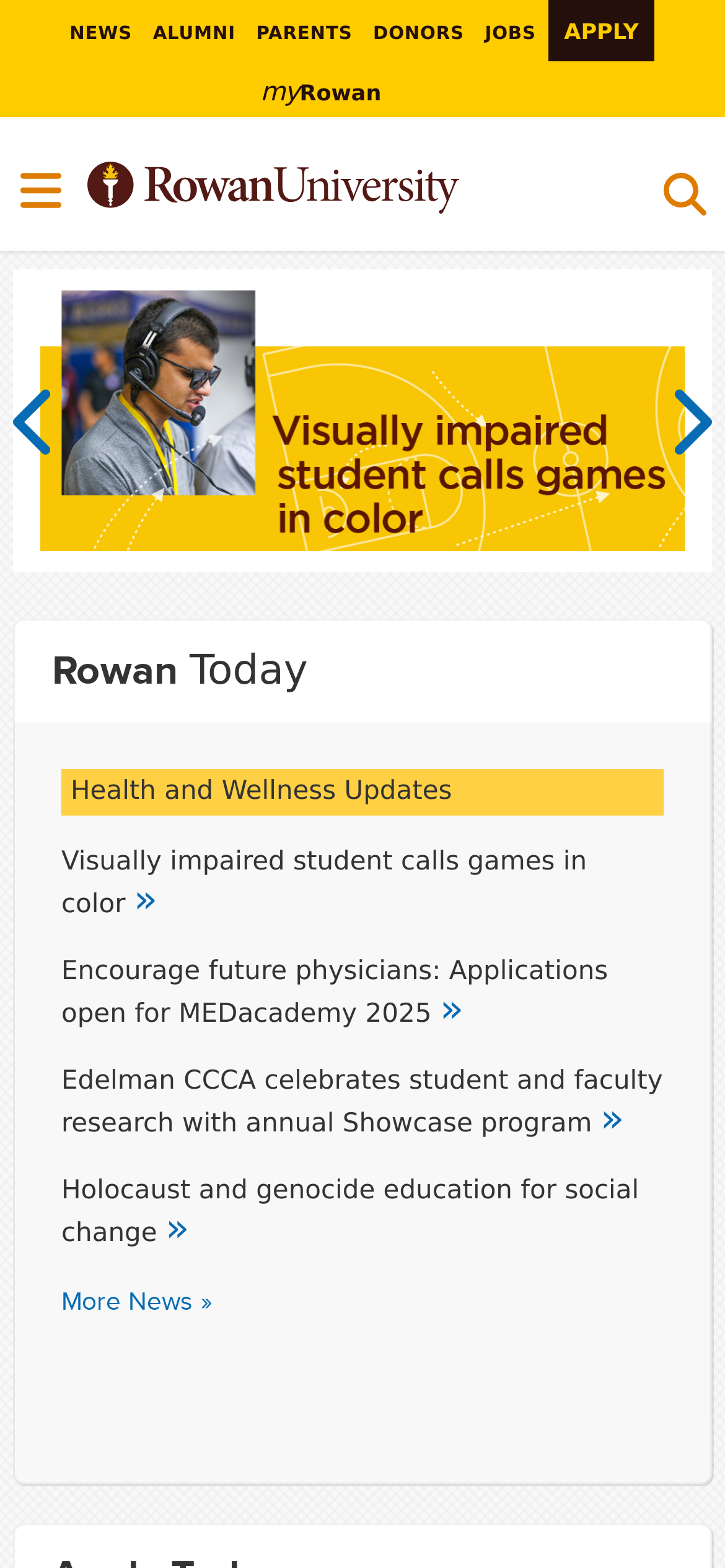 rowan.edu Mobile Screenshot