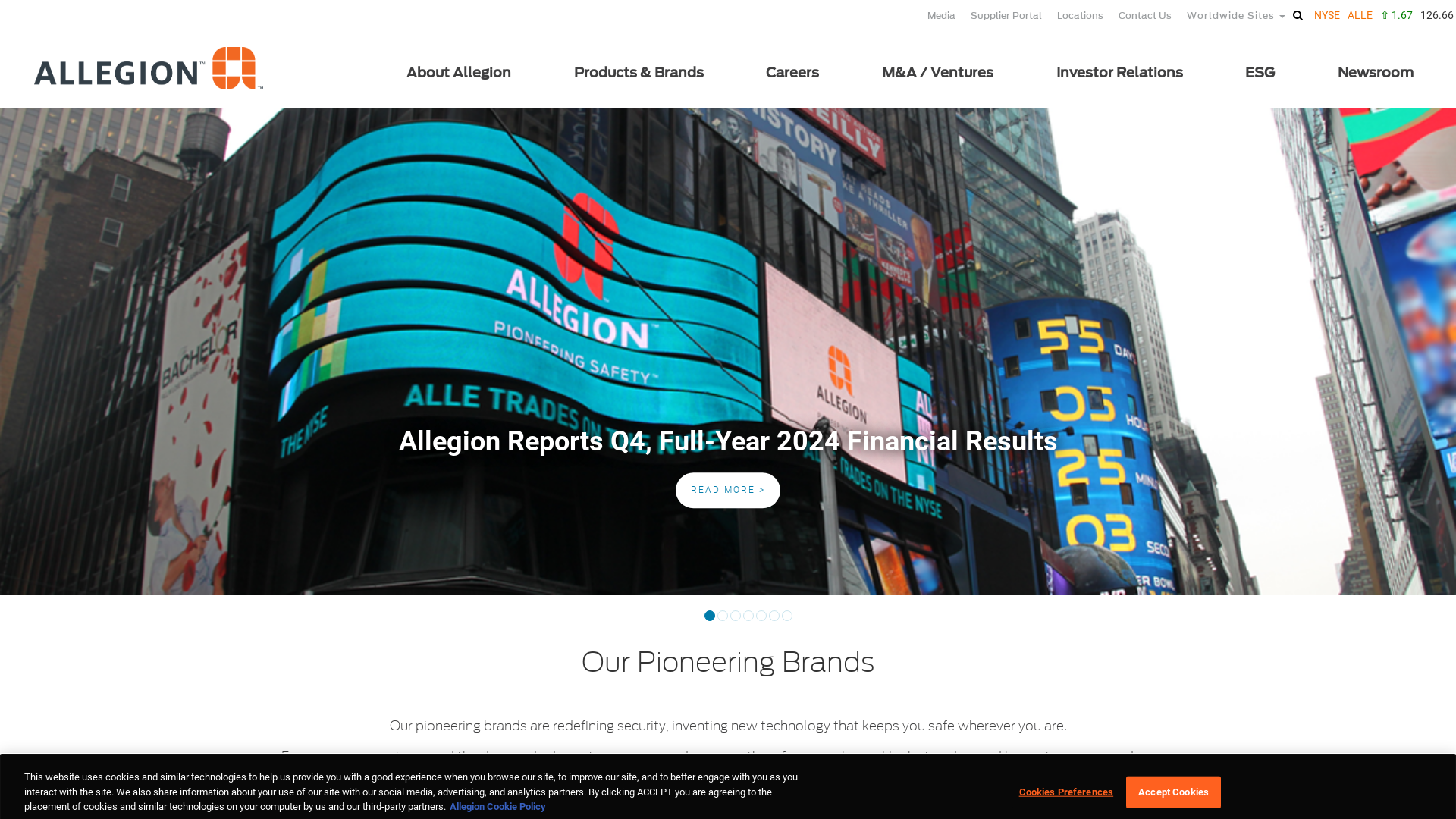 allegion.com Desktop Screenshot