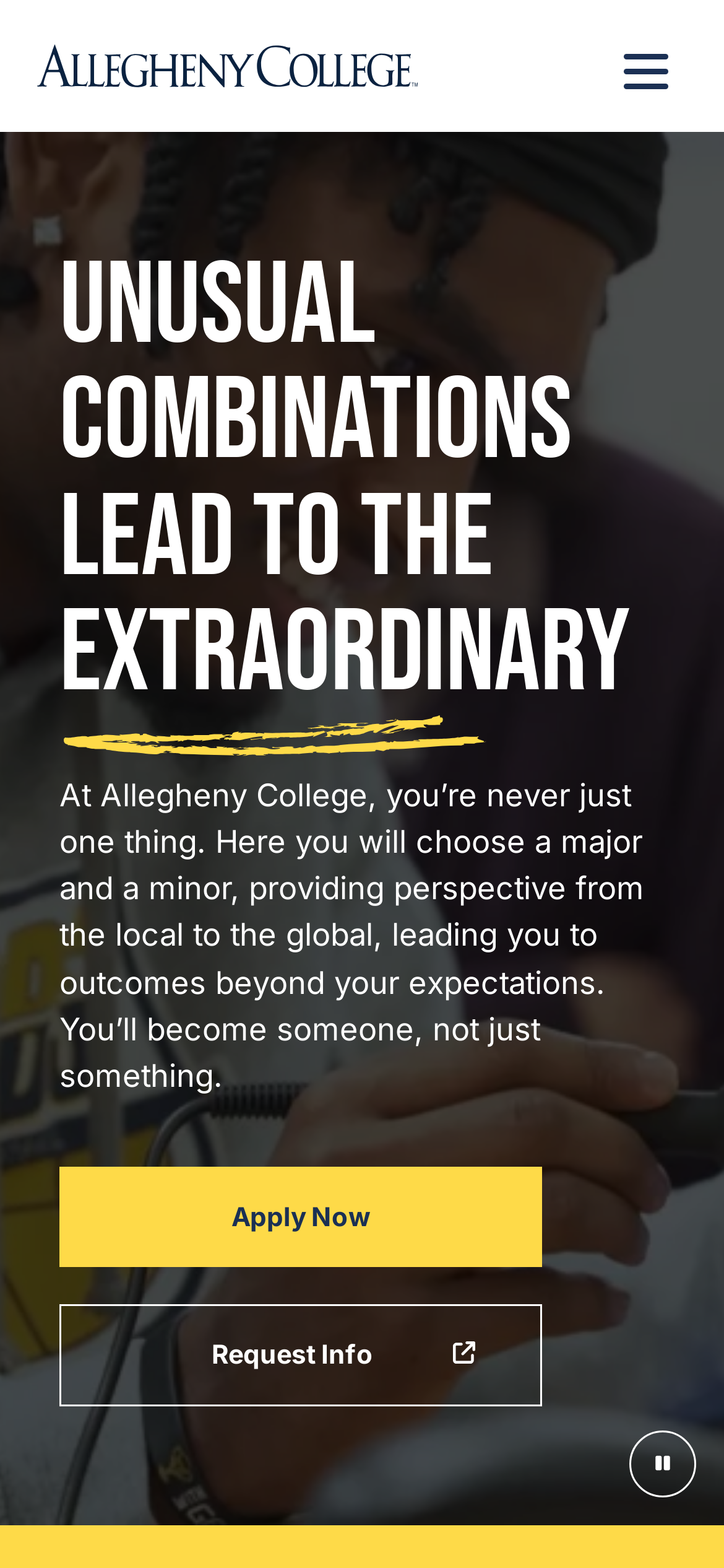 allegheny.edu Mobile Screenshot