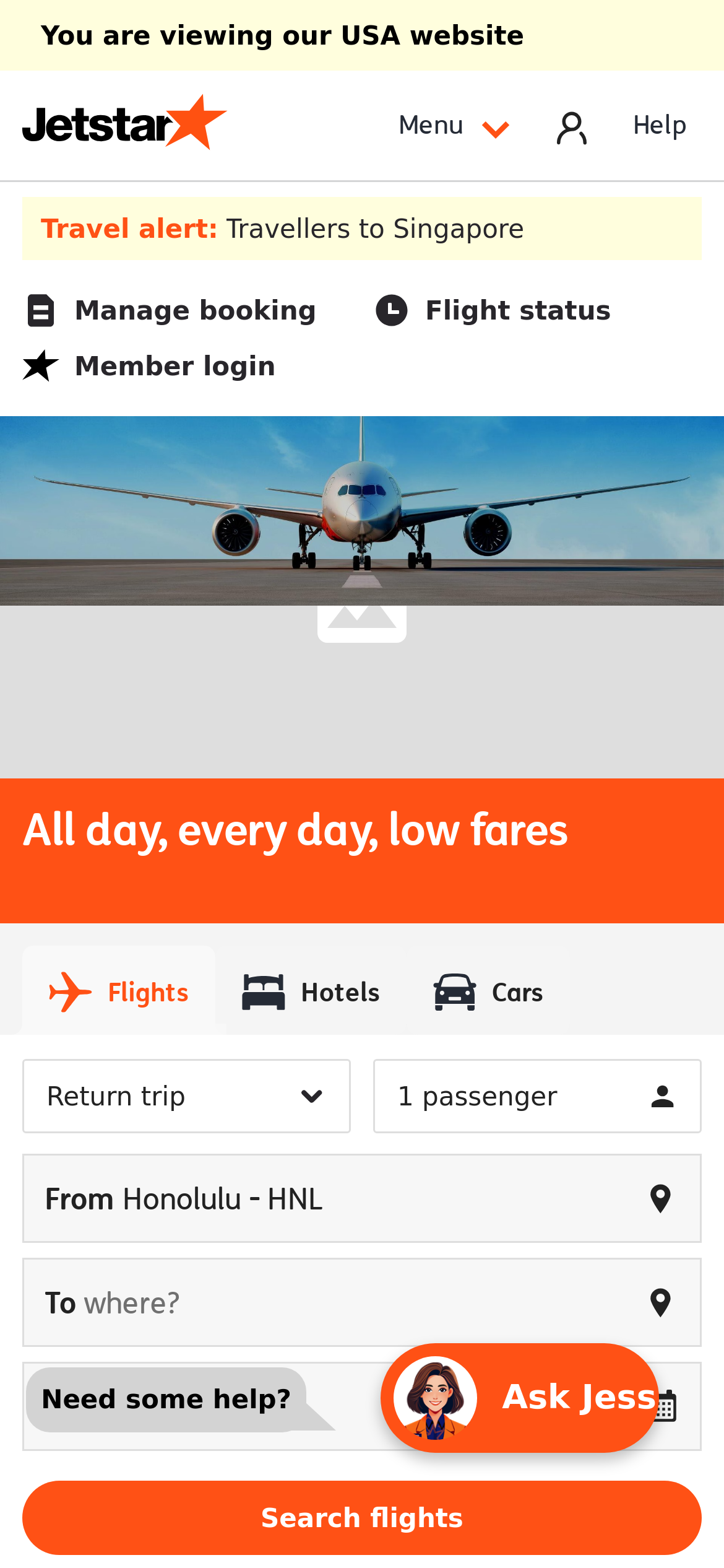 jetstar.com Mobile Screenshot