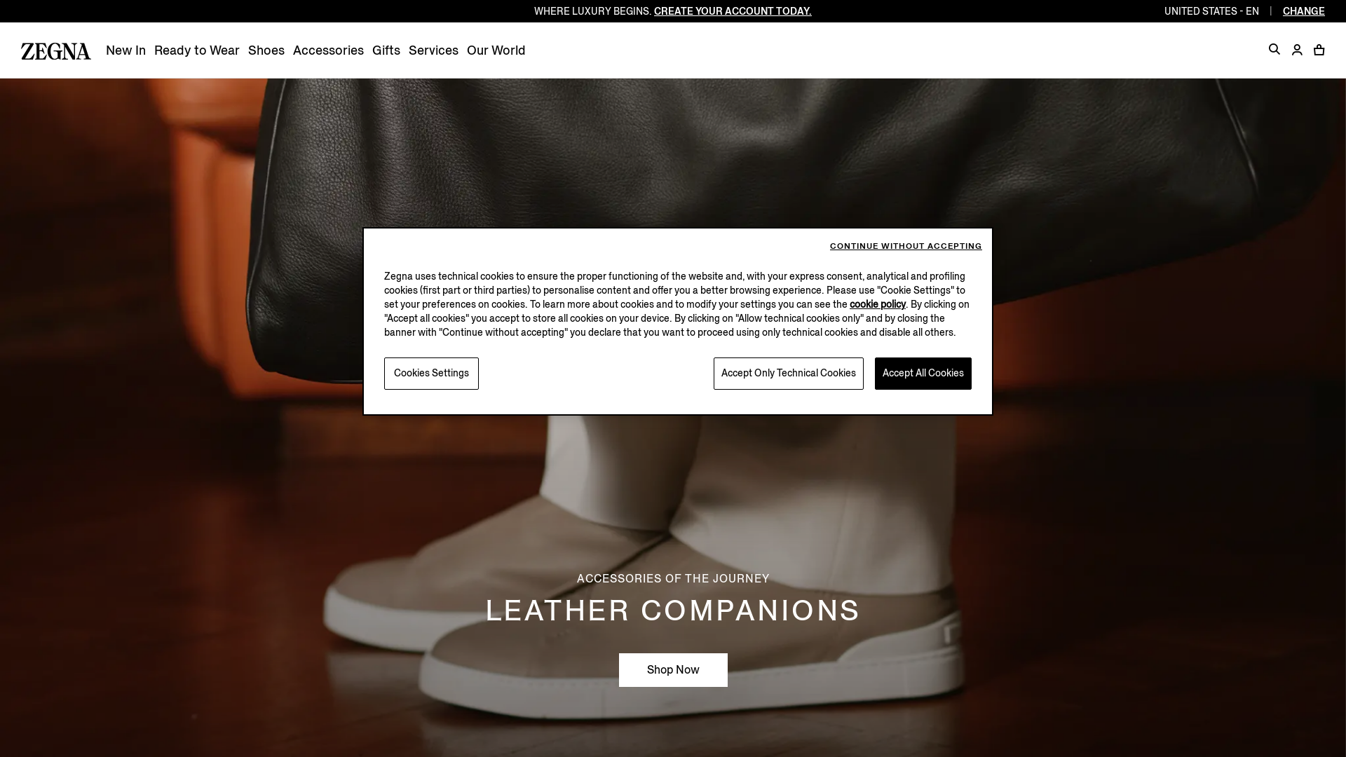 zegna.com Desktop Screenshot
