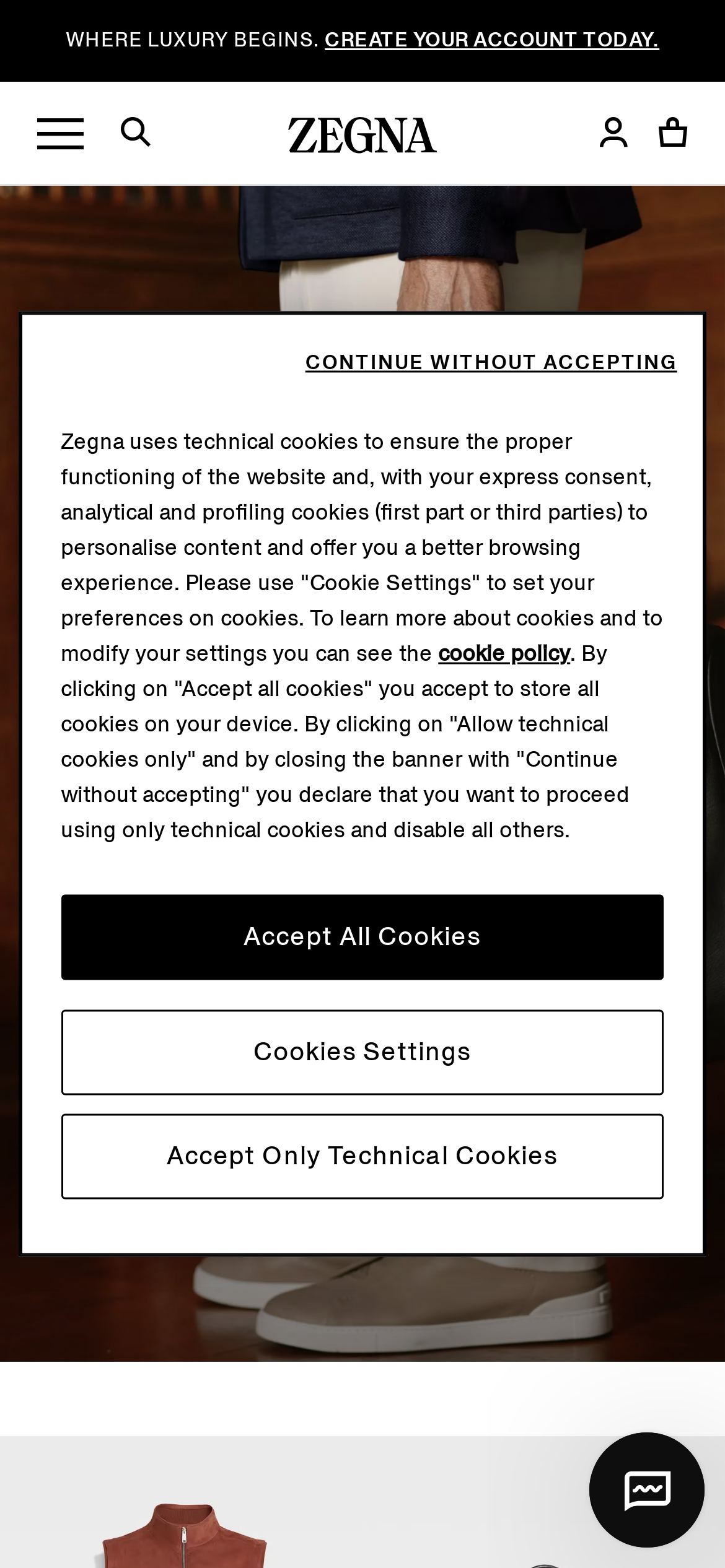 zegna.com Mobile Screenshot