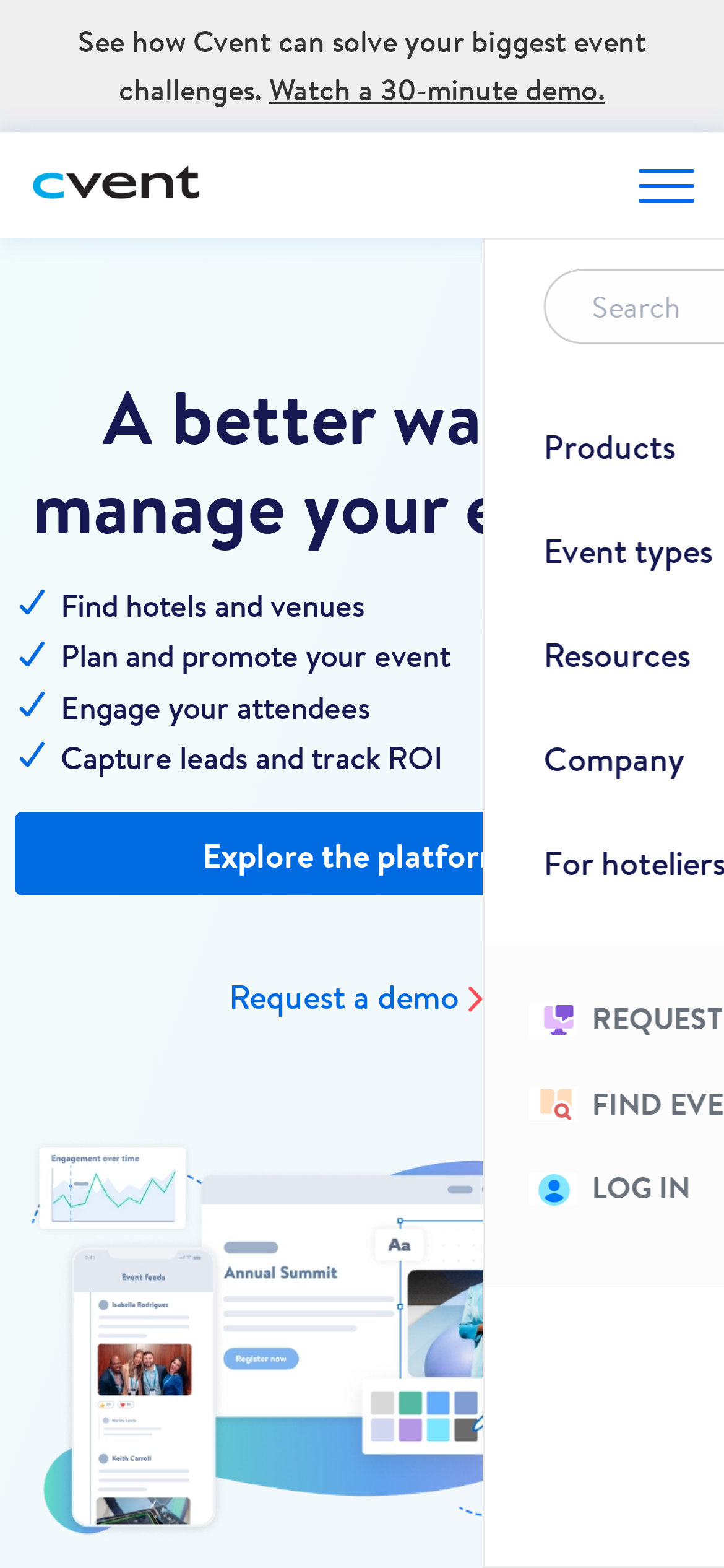 cvent.com Mobile Screenshot