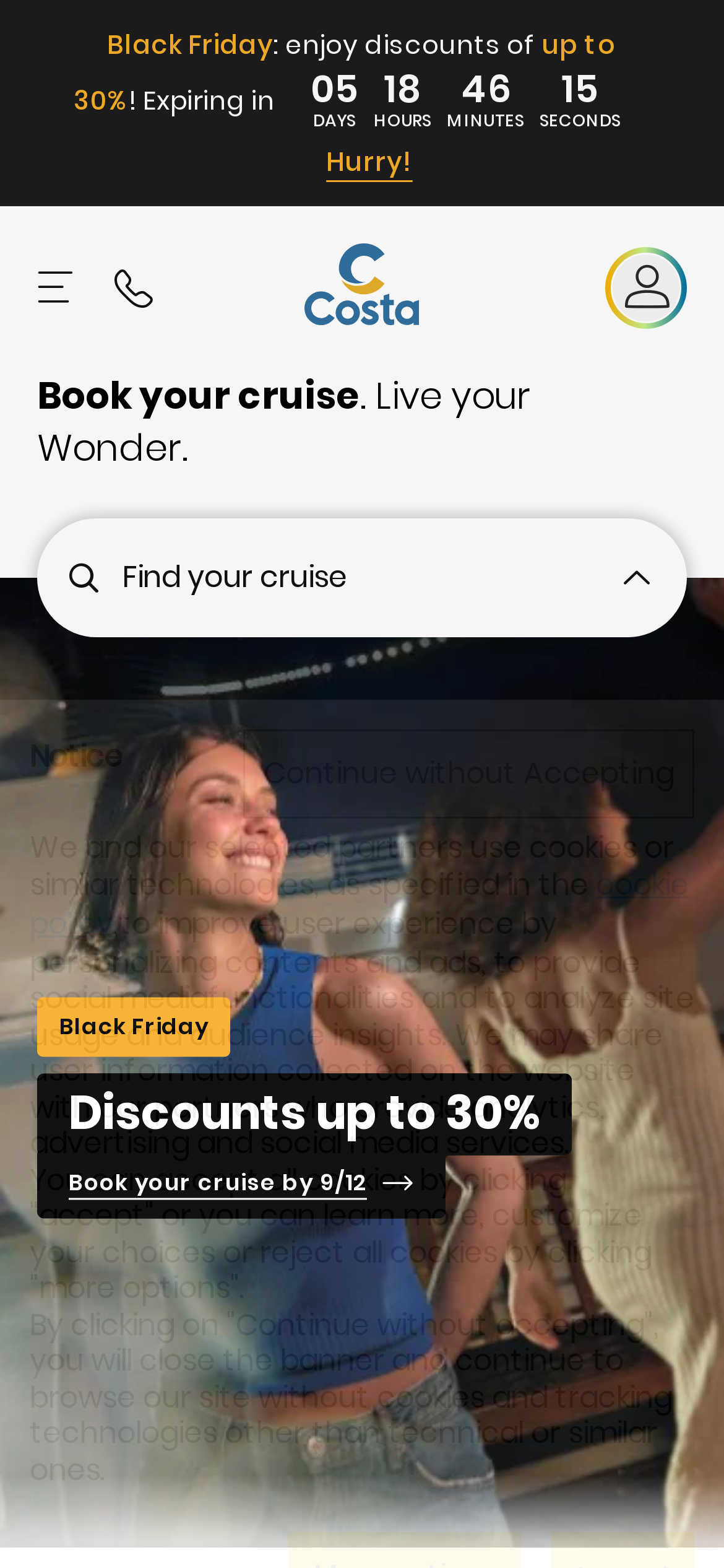 costacruises.eu Mobile Screenshot
