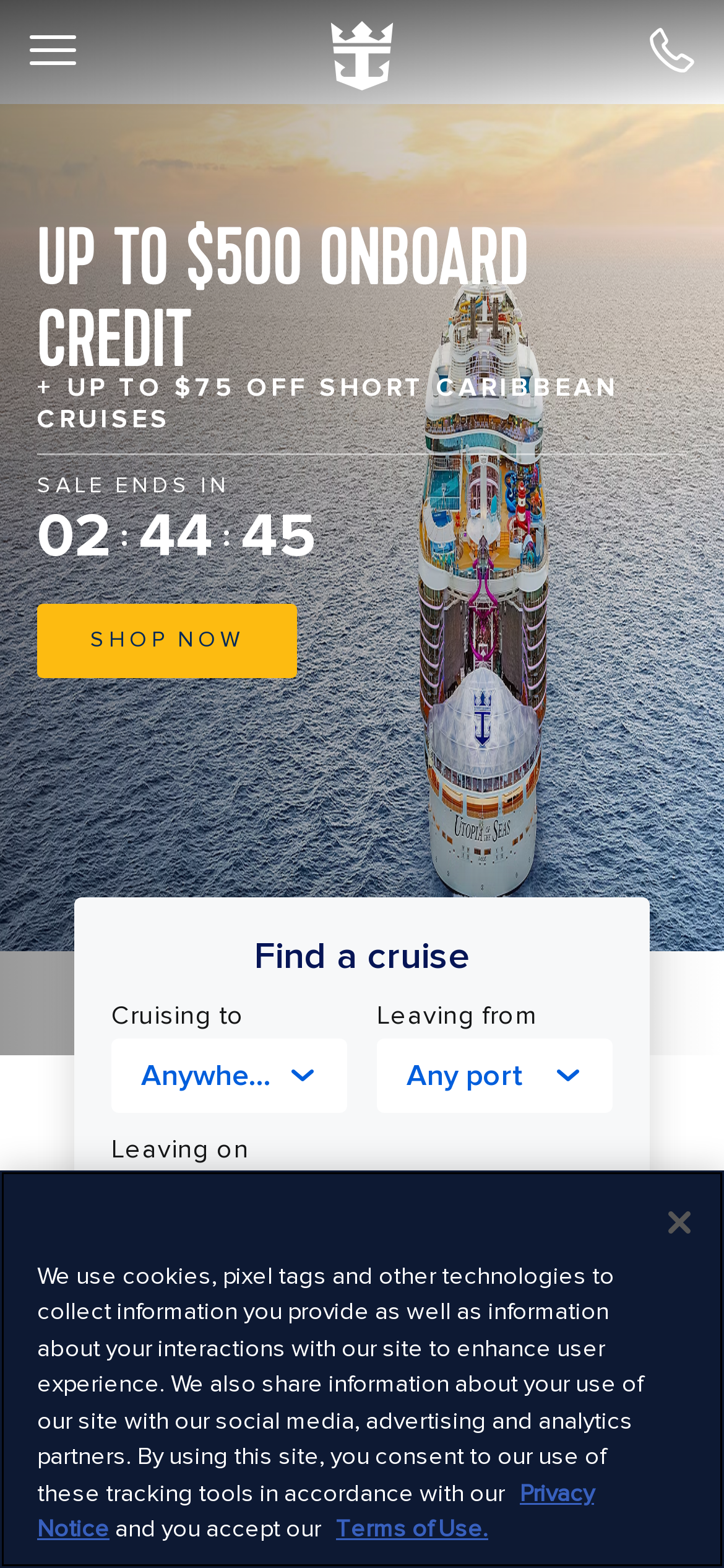royalcaribbean.com Mobile Screenshot