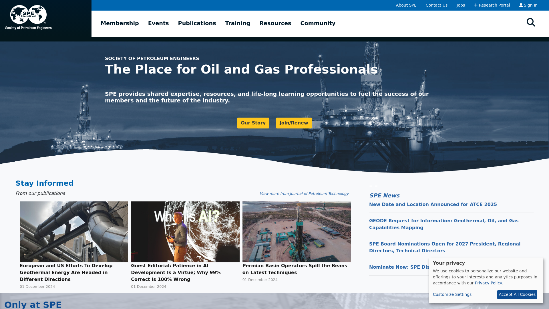 spe.org Desktop Screenshot