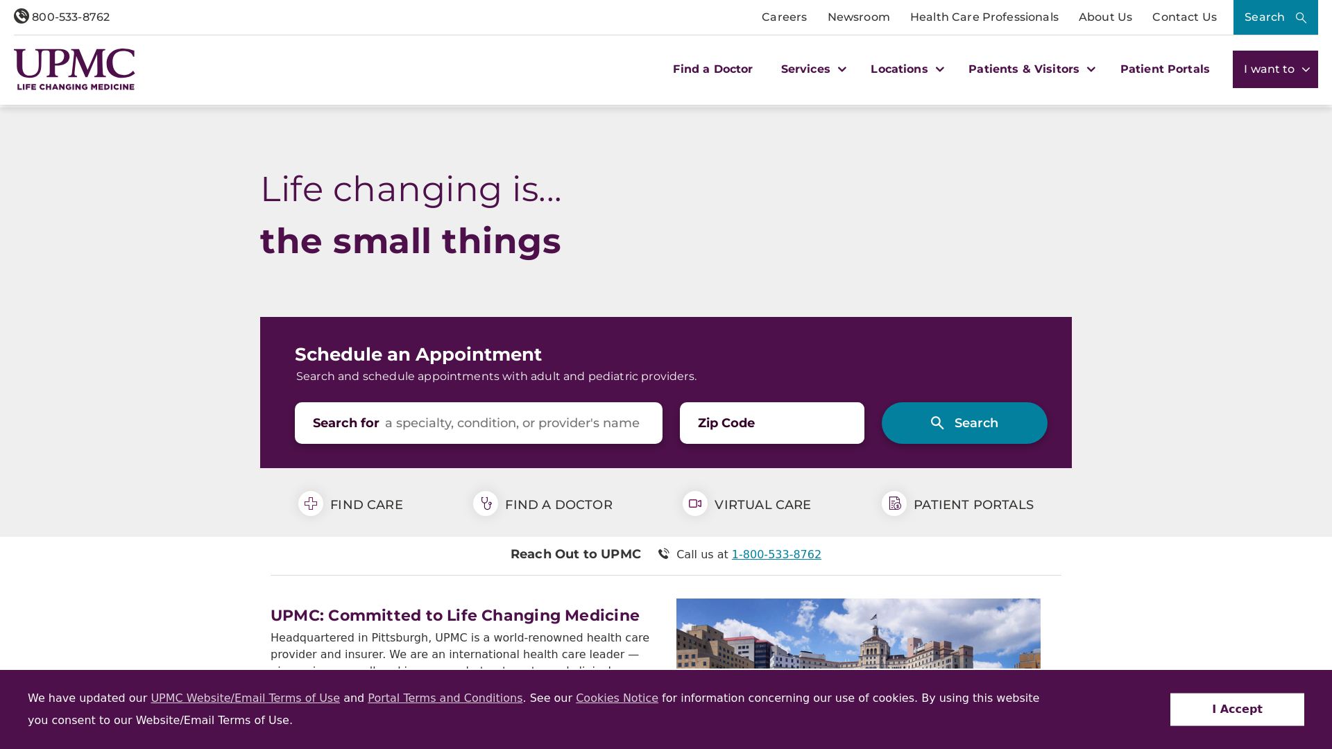 upmc.com Desktop Screenshot