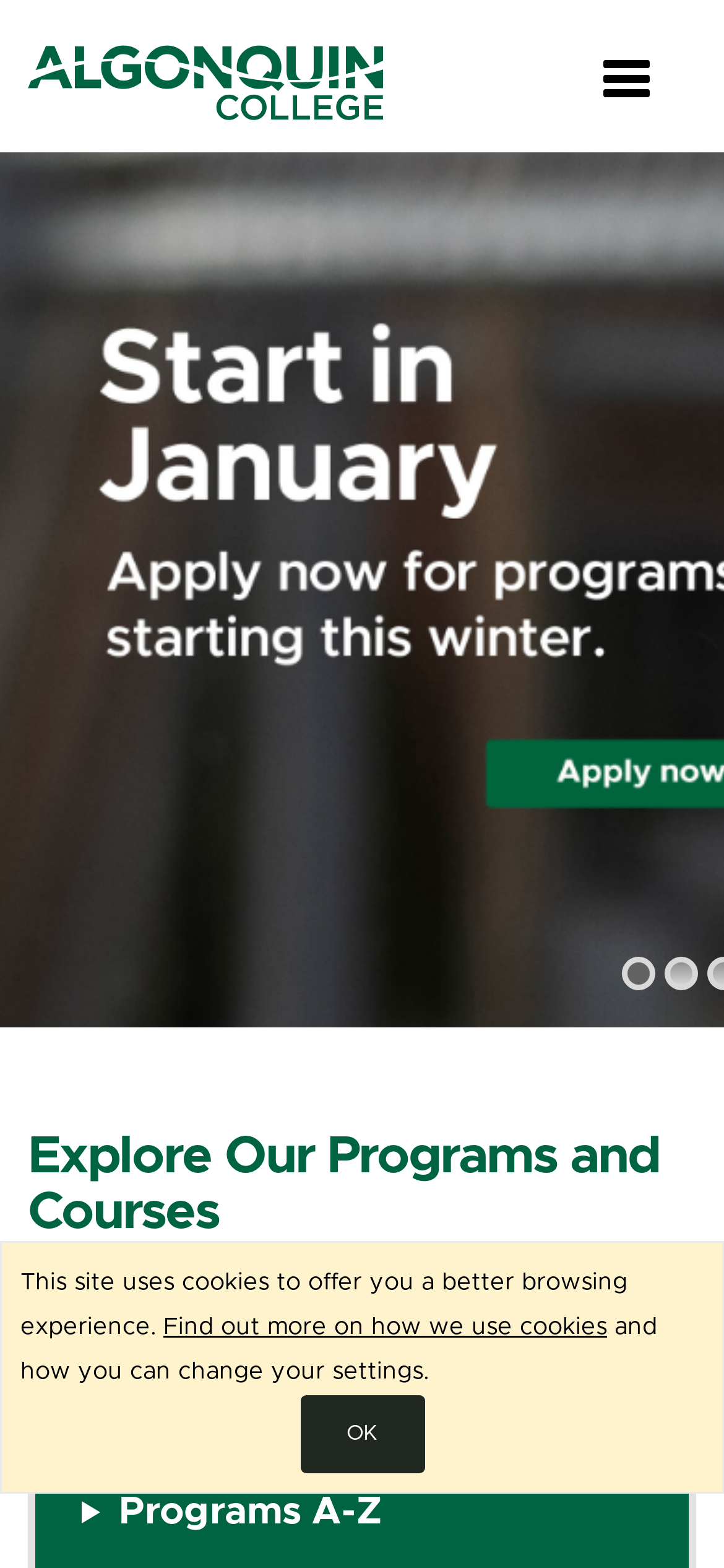 algonquincollege.com Mobile Screenshot